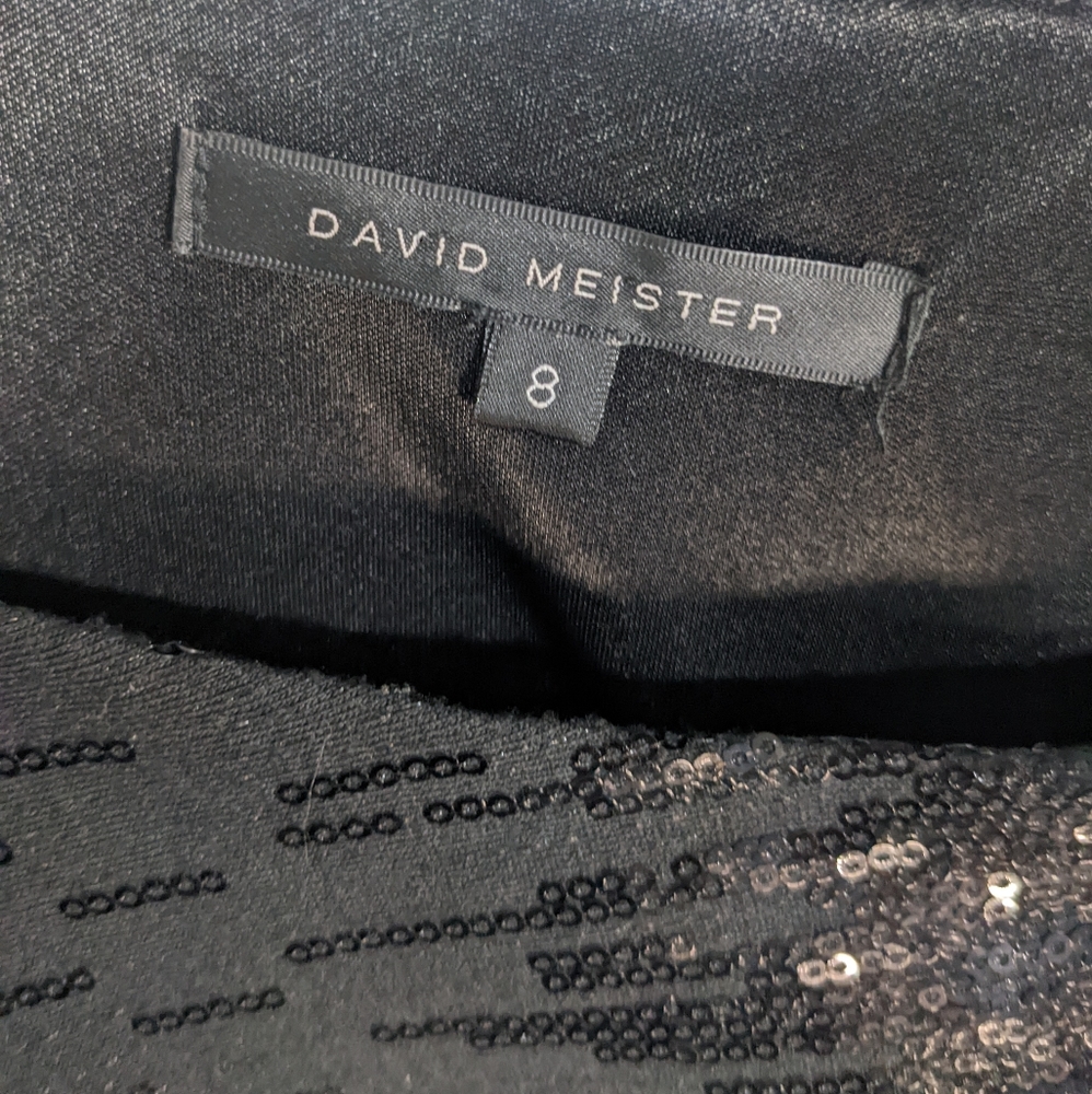 David Meister Black Sequin Dolman Sleeve Blouson Cocktail Dress sz 8 - Picture 5 of 9